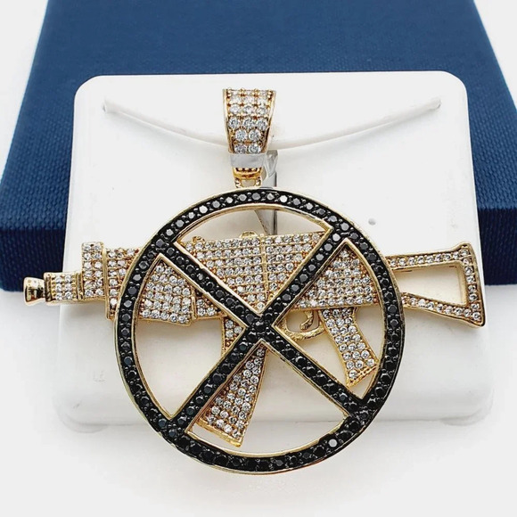 "14K Gold Plated Cubic Zircon Pendant, INUS1BR211 - Picture 1 of 10